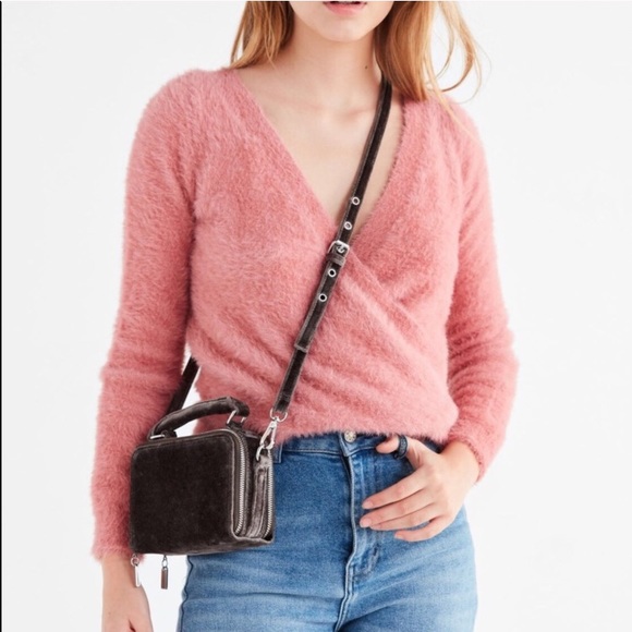 Urban Outfitters Grey Velour Crossbody - Picture 1 of 5
